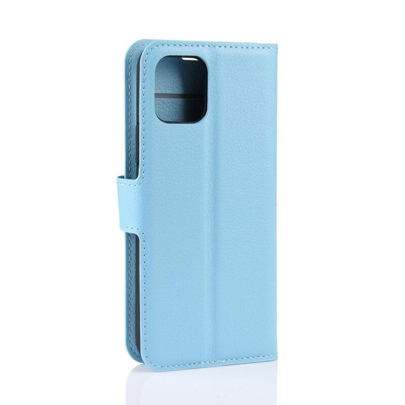 Litchi PU kožené peněženkové pouzdro pro mobil iPhone 11 Pro 5.8 - modré