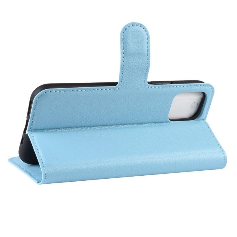 Litchi PU kožené peněženkové pouzdro pro mobil iPhone 11 Pro 5.8 - modré