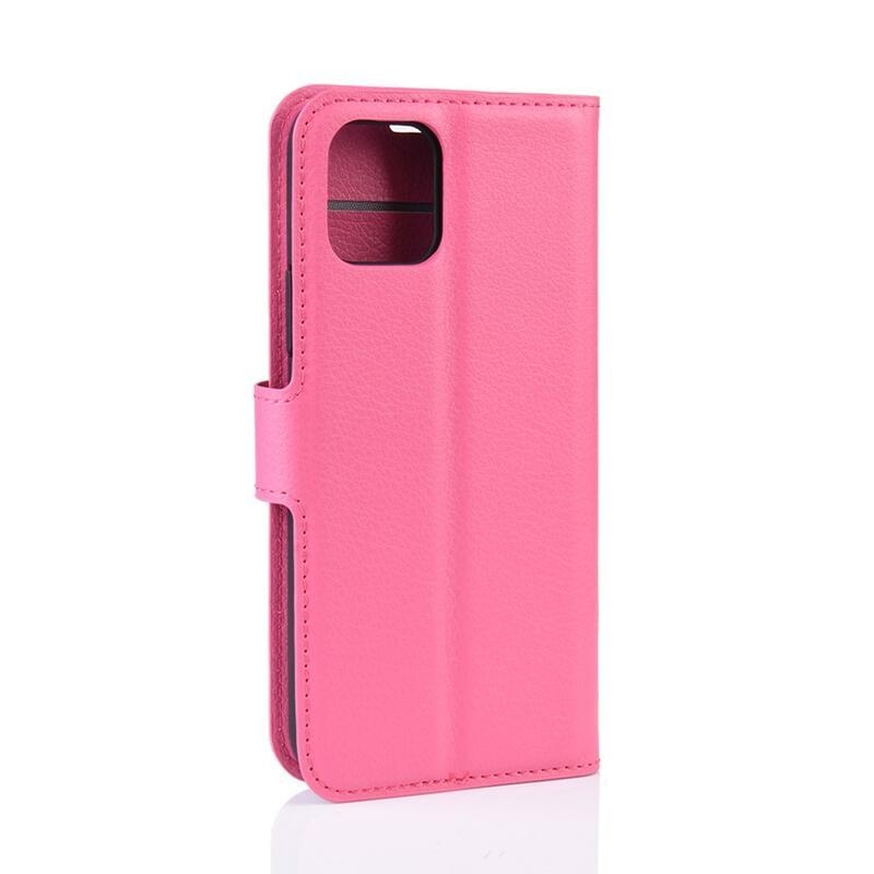 Litchi PU kožené peněženkové pouzdro pro mobil iPhone 11 Pro 5.8 - rose