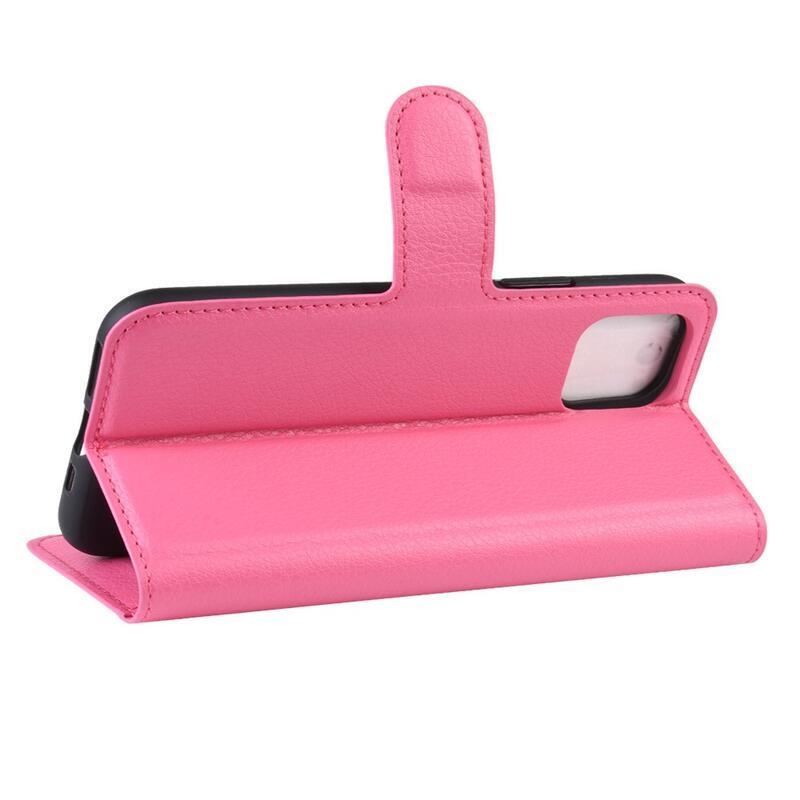 Litchi PU kožené peněženkové pouzdro pro mobil iPhone 11 Pro 5.8 - rose