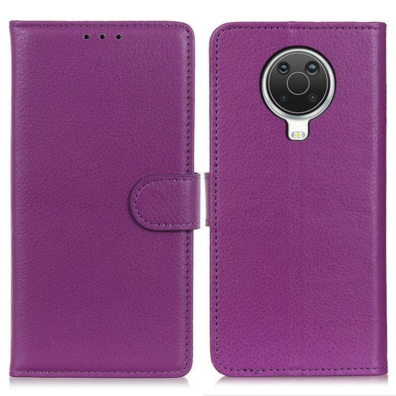 Litchi PU kožené peněženkové pouzdro pro mobil Nokia G10/G20 - fialové