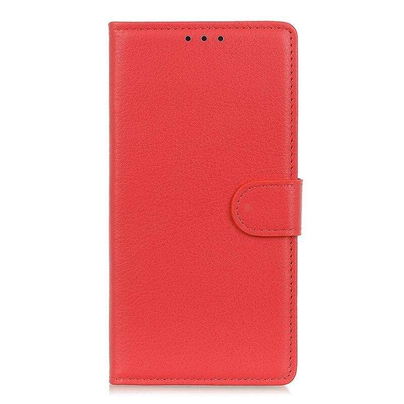 Litchi PU kožené peněženkové pouzdro pro mobil Realme 8/8 Pro - červené