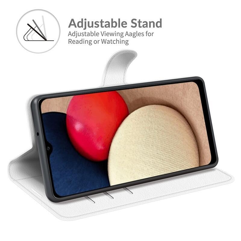 Litchi PU kožené peněženkové pouzdro pro mobil Samsung Galaxy A03s (166.6 x 75.9 x 9.1mm) - bílé