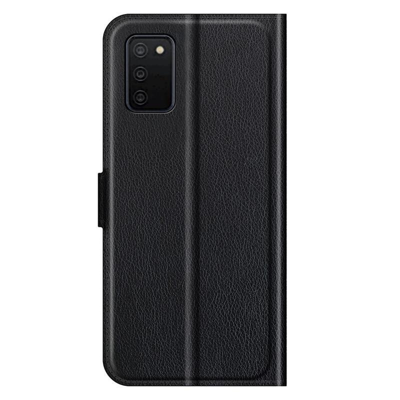 Litchi PU kožené peněženkové pouzdro pro mobil Samsung Galaxy A03s (166.6 x 75.9 x 9.1mm) - černé