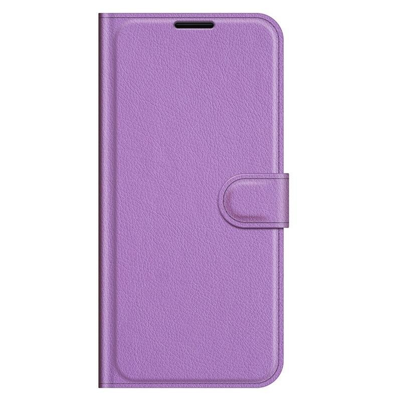 Litchi PU kožené peněženkové pouzdro pro mobil Samsung Galaxy A03s (166.6 x 75.9 x 9.1mm) - fialové