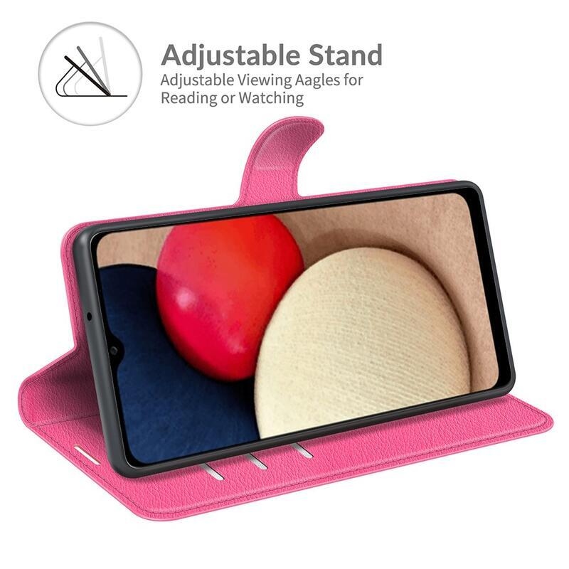 Litchi PU kožené peněženkové pouzdro pro mobil Samsung Galaxy A03s (166.6 x 75.9 x 9.1mm) - rose