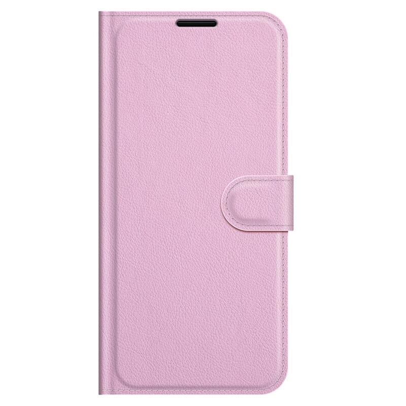 Litchi PU kožené peněženkové pouzdro pro mobil Samsung Galaxy A03s (166.6 x 75.9 x 9.1mm) - růžové