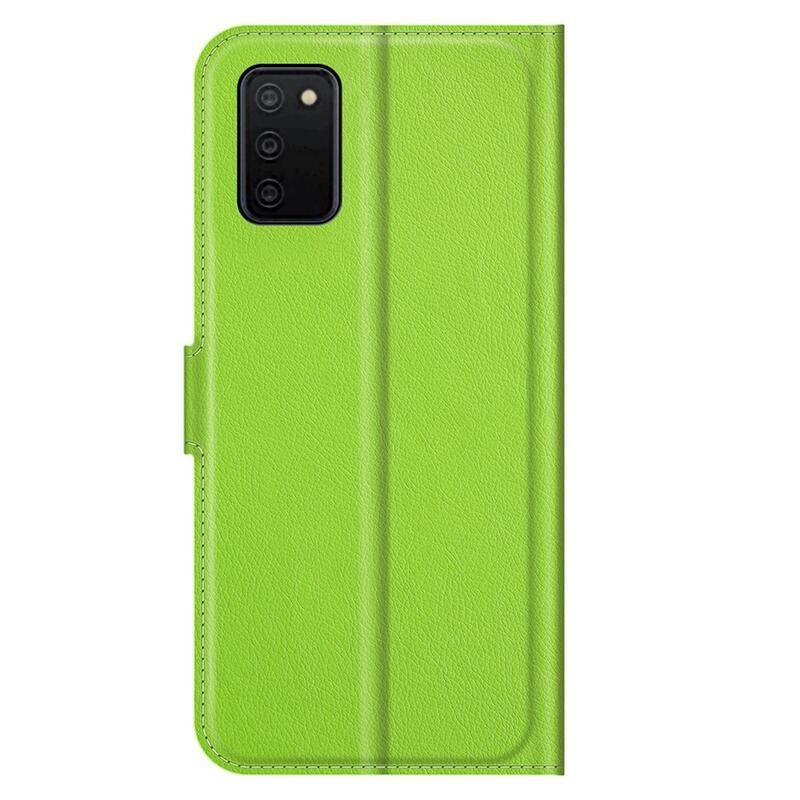 Litchi PU kožené peněženkové pouzdro pro mobil Samsung Galaxy A03s (166.6 x 75.9 x 9.1mm) - zelené