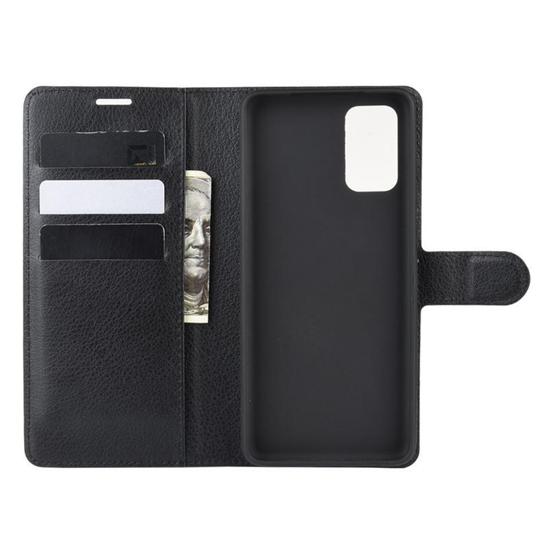 Litchi PU kožené peněženkové pouzdro pro mobil Samsung Galaxy S20 FE/S20 FE 5G - černé