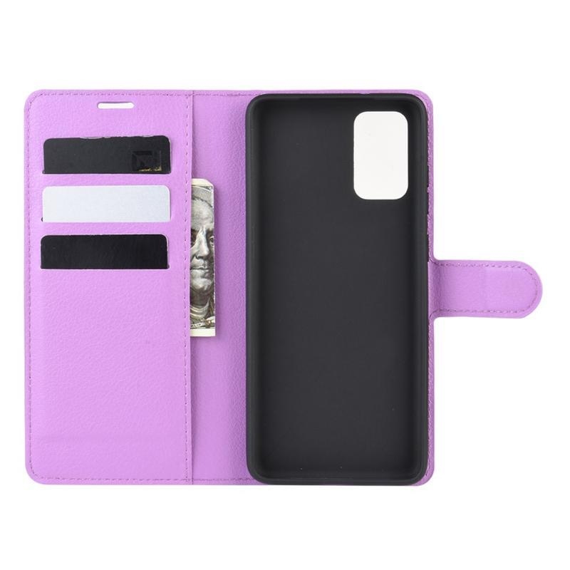 Litchi PU kožené peněženkové pouzdro pro mobil Samsung Galaxy S20 FE/S20 FE 5G - fialové