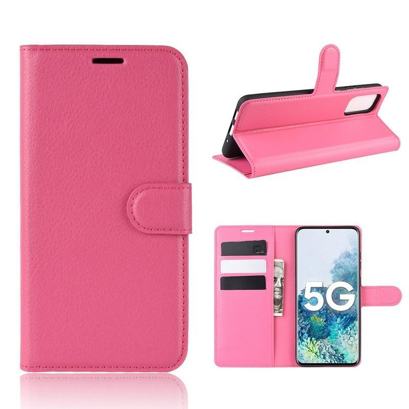 Litchi PU kožené peněženkové pouzdro pro mobil Samsung Galaxy S20 FE/S20 FE 5G - rose