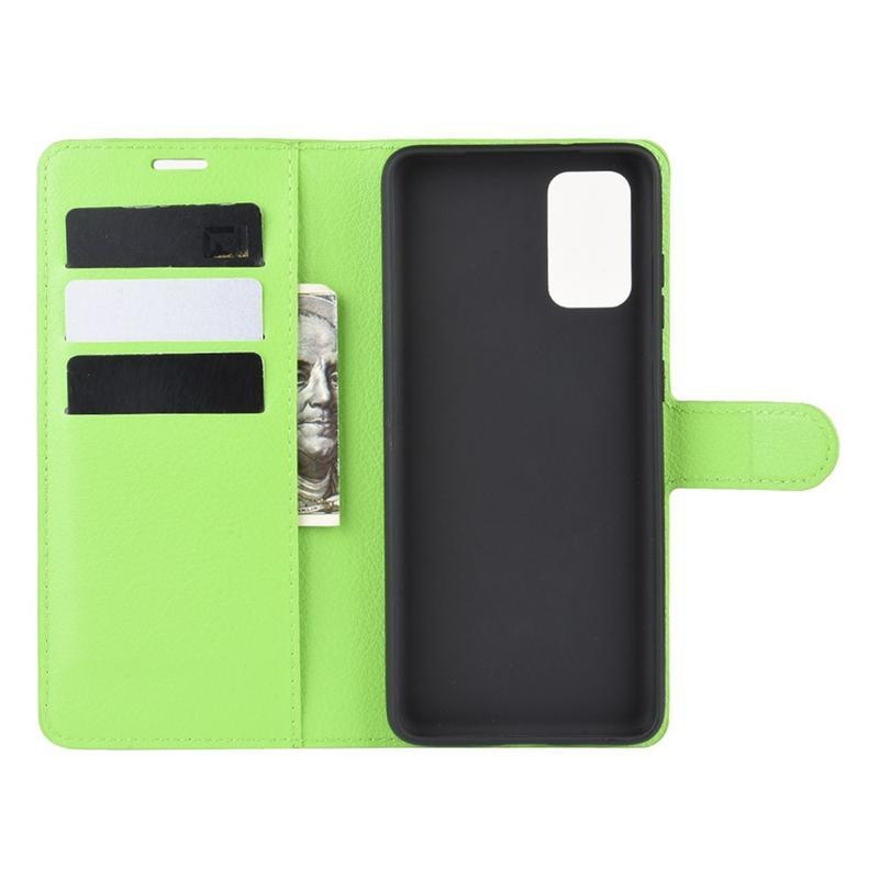 Litchi PU kožené peněženkové pouzdro pro mobil Samsung Galaxy S20 FE/S20 FE 5G - zelené