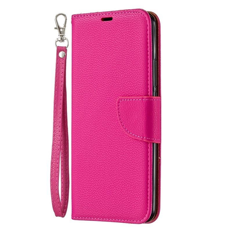 Litchi PU kožené peněženkové pouzdro pro mobil Xiaomi Redmi 9 - rose
