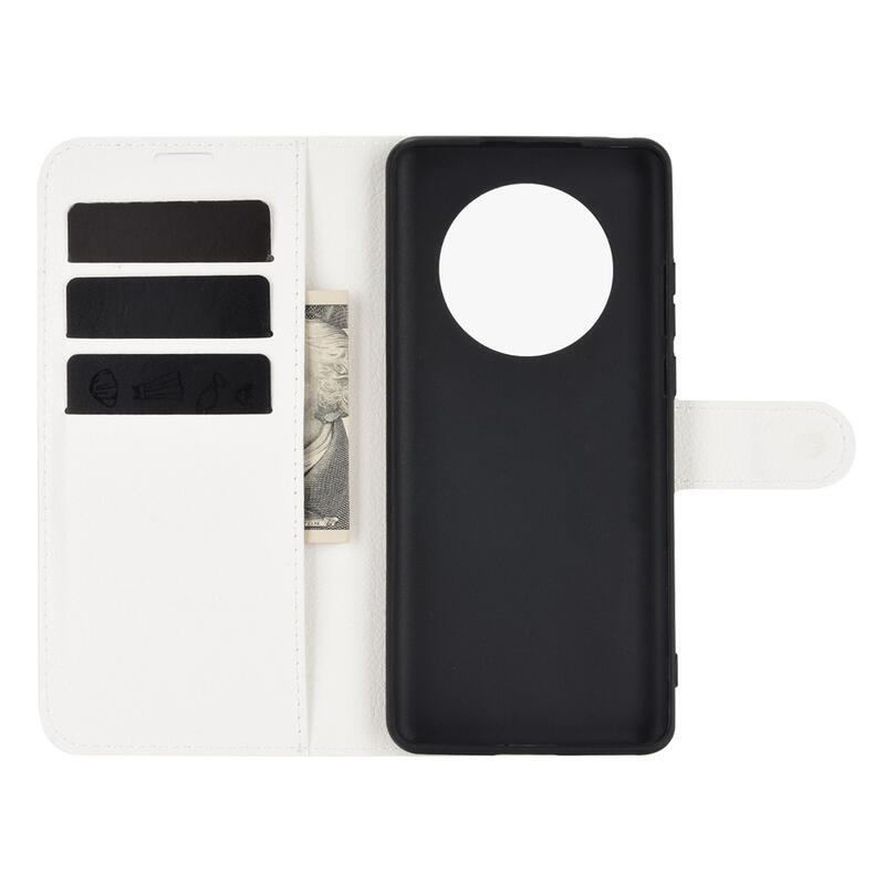 Litchi PU kožené peněženkové pouzdro pro mobilní telefon Huawei Mate 40 Pro - bílé