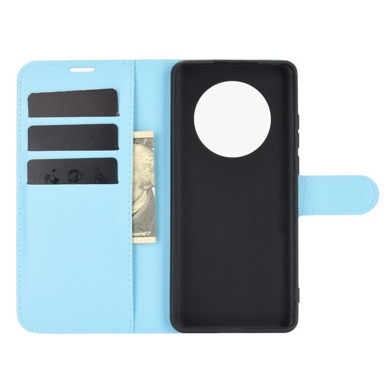 Litchi PU kožené peněženkové pouzdro pro mobilní telefon Huawei Mate 40 Pro - modré