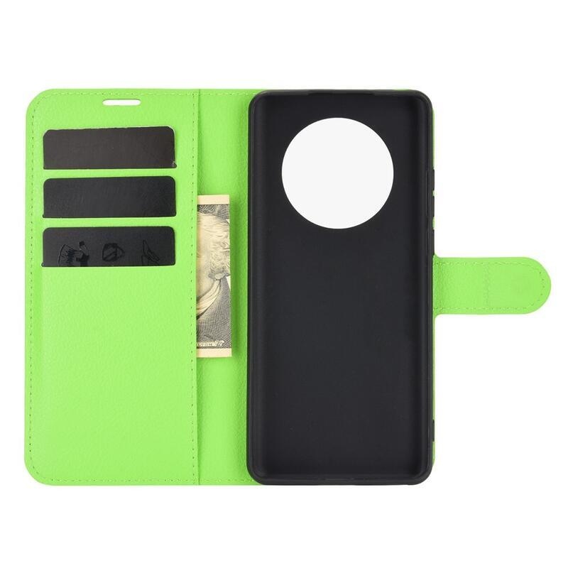 Litchi PU kožené peněženkové pouzdro pro mobilní telefon Huawei Mate 40 Pro - zelené