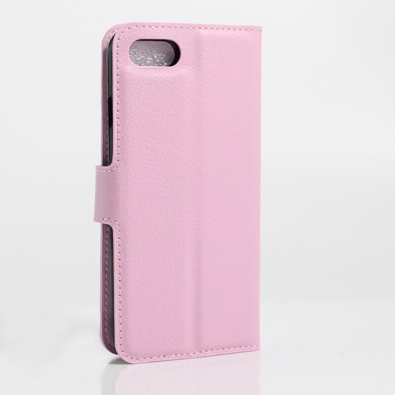 Litchi PU kožené peněženkové pouzdro pro mobilní telefon iPhone SE (2020)/7/8 - růžové