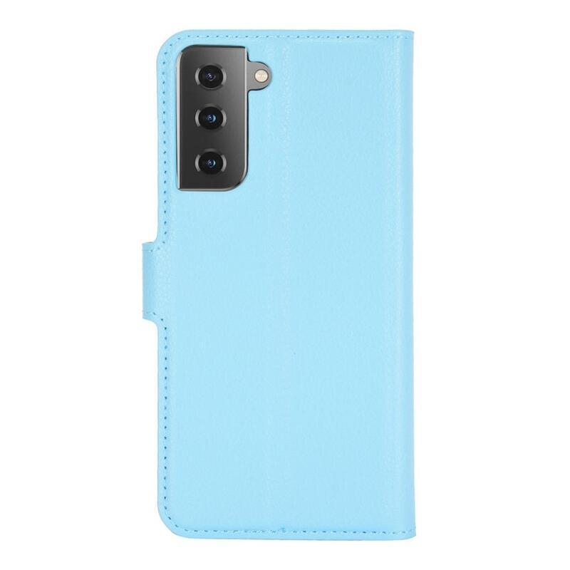 Litchi PU kožené peněženkové pouzdro pro mobilní telefon Samsung Galaxy S21 - modré