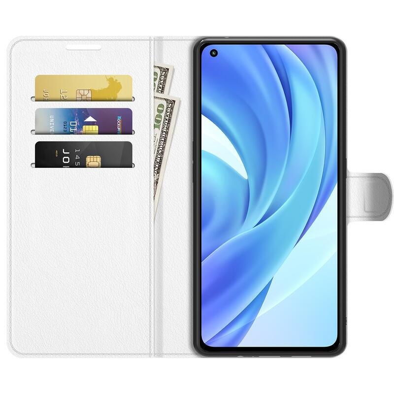 Litchi PU kožené peněženkové pouzdro pro mobilní telefon Xiaomi Mi 11 Lite 4G/5G/Mi 11 Lite 5G NE - bílé