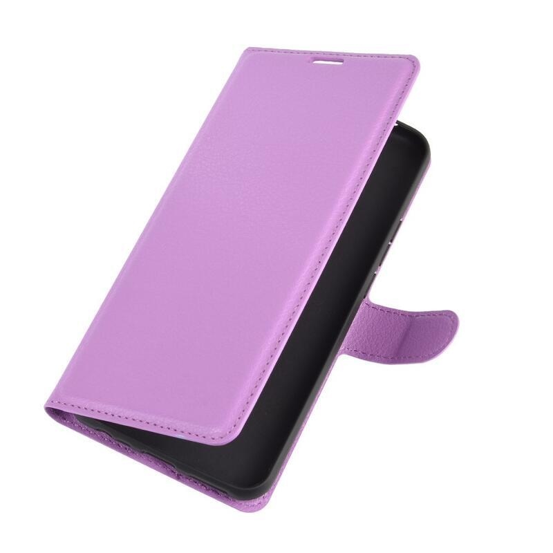 Litchi PU kožené peněženkové pouzdro pro mobilní telefon Xiaomi Redmi 9 - fialové