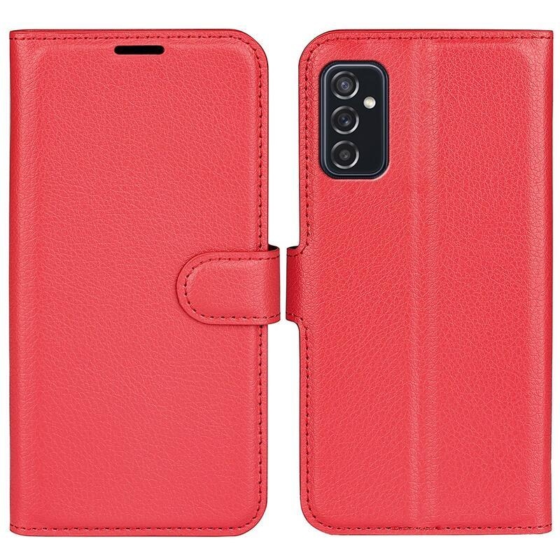 Litchi PU kožené peněženkové pouzdro pro telefon Samsung Galaxy M52 5G - červené