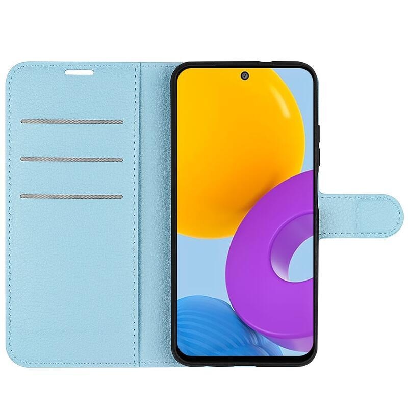 Litchi PU kožené peněženkové pouzdro pro telefon Samsung Galaxy M52 5G - modré