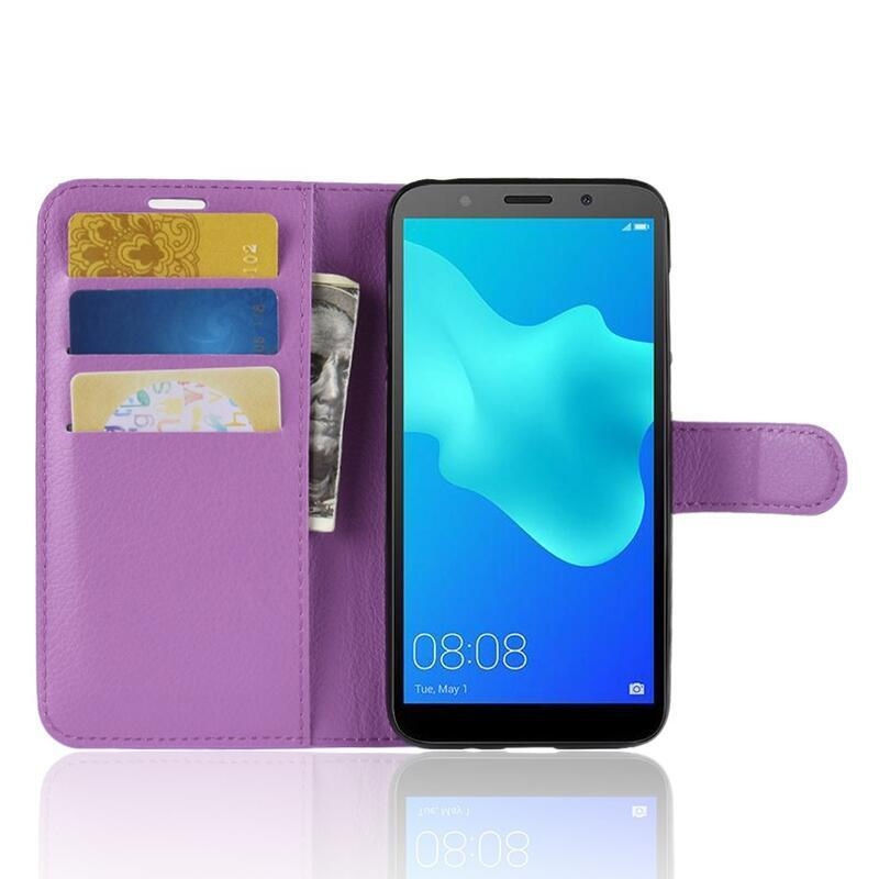 Litchi PU kožené pouzdro na Huawei Y5 (2018) - fialové