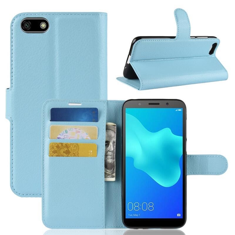 Litchi PU kožené pouzdro na Huawei Y5 (2018) - modré