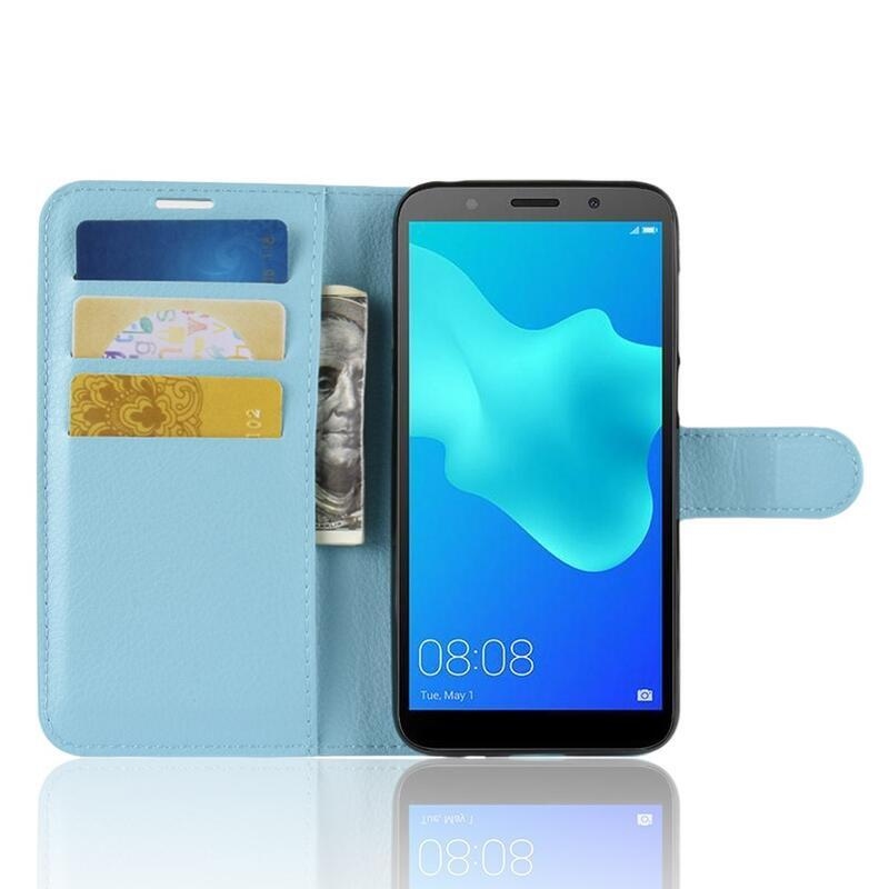 Litchi PU kožené pouzdro na Huawei Y5 (2018) - modré