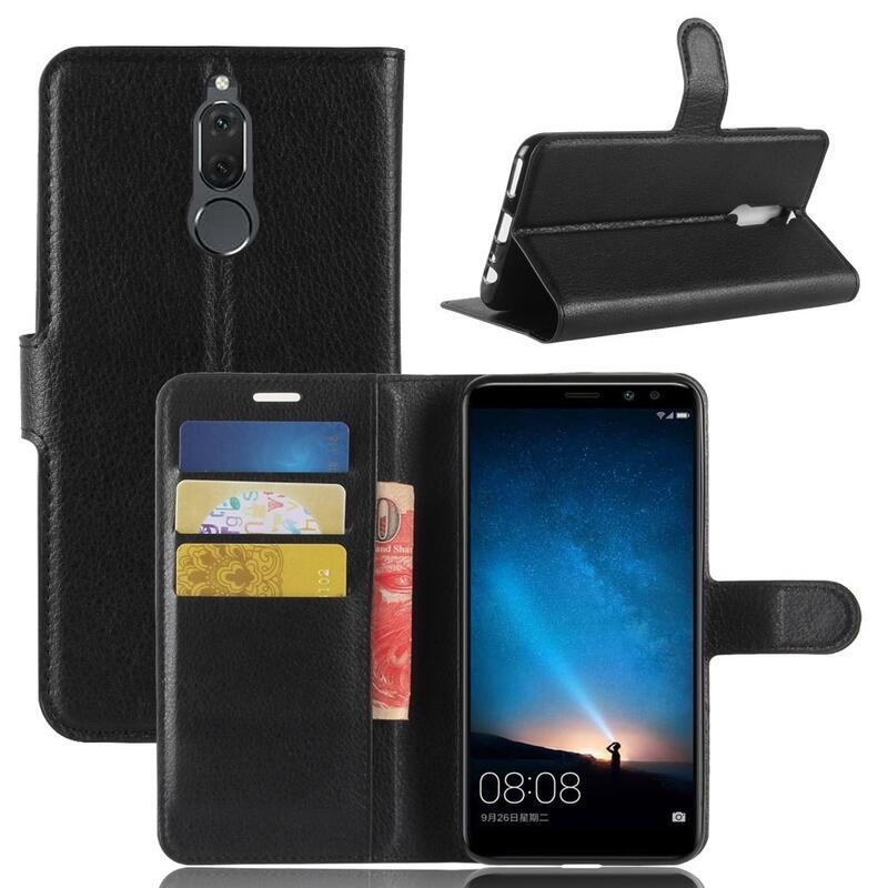 Litchi PU kožené pouzdro na mobil Huawei Mate 10 Lite - černé