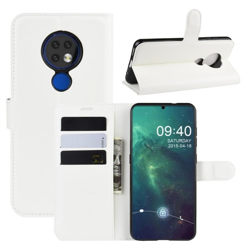 Litchi PU kožené pouzdro na mobil Nokia 6.2 / Nokia 7.2 - bílé