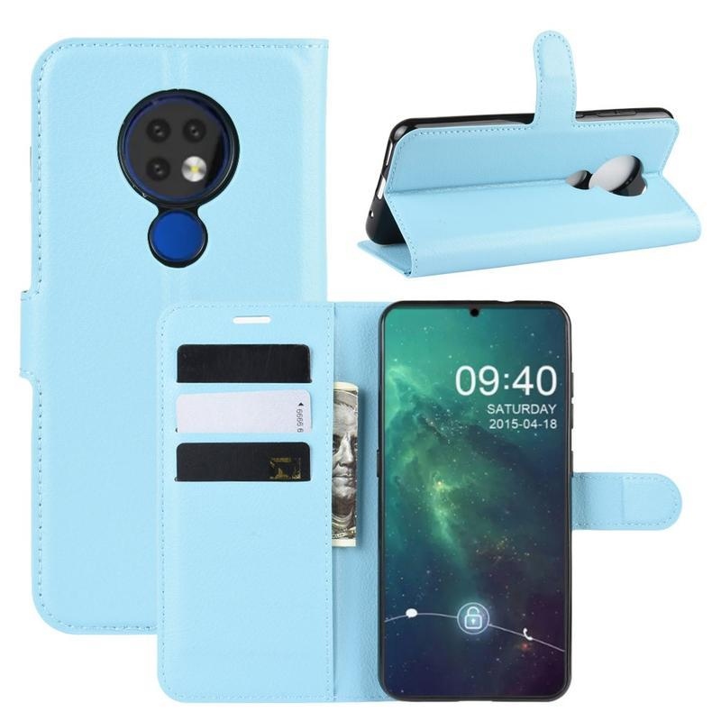 Litchi PU kožené pouzdro na mobil Nokia 6.2 / Nokia 7.2 - světlemodré