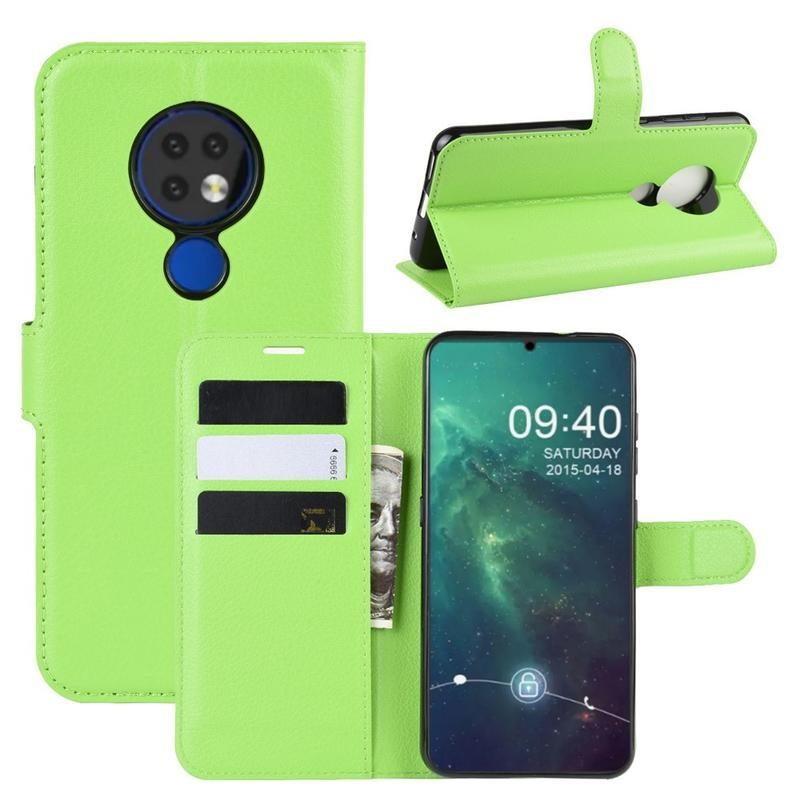 Litchi PU kožené pouzdro na mobil Nokia 6.2 / Nokia 7.2 - zelené