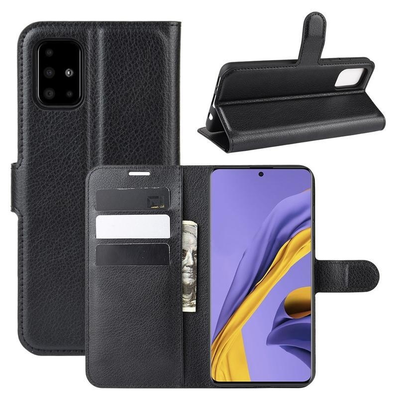 Litchi PU kožené pouzdro na mobil Samsung Galaxy A51 - černé