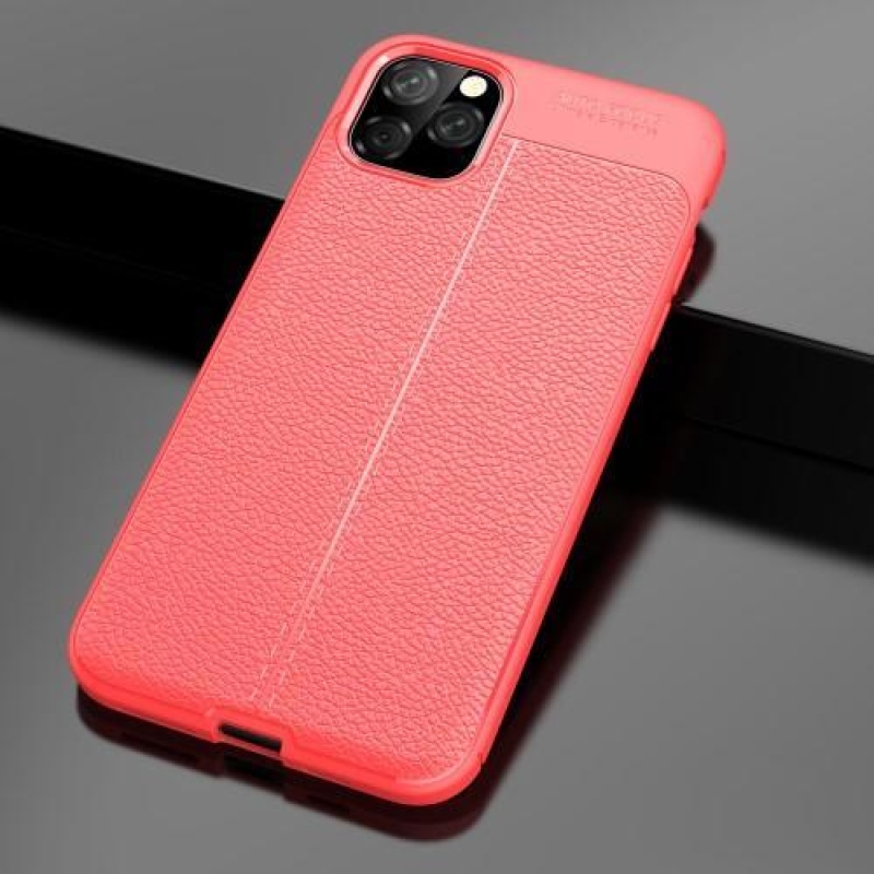 Litchi texturovaný gelový obal na mobil Apple iPhone 11 Pro Max 6.5 (2019) - červený