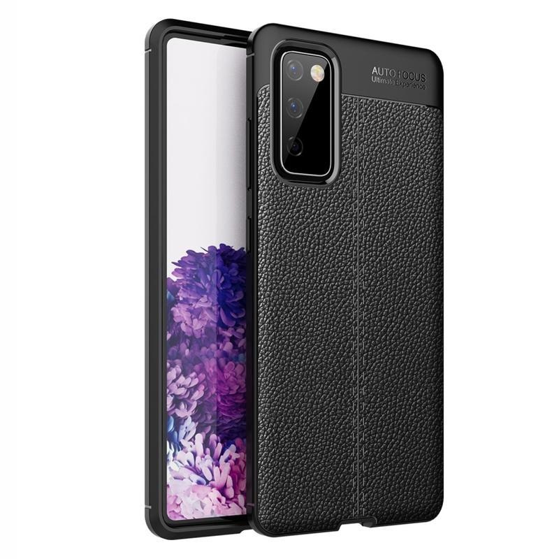Litchi texturovaný odolný gelový obal na mobil Samsung Galaxy S20 FE/S20 FE 5G - černý