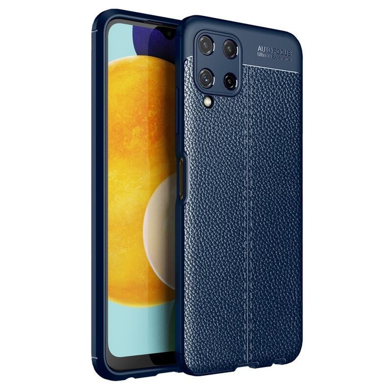 Litchi texturovaný odolný obal na mobil Samsung Galaxy A22 4G - modrý