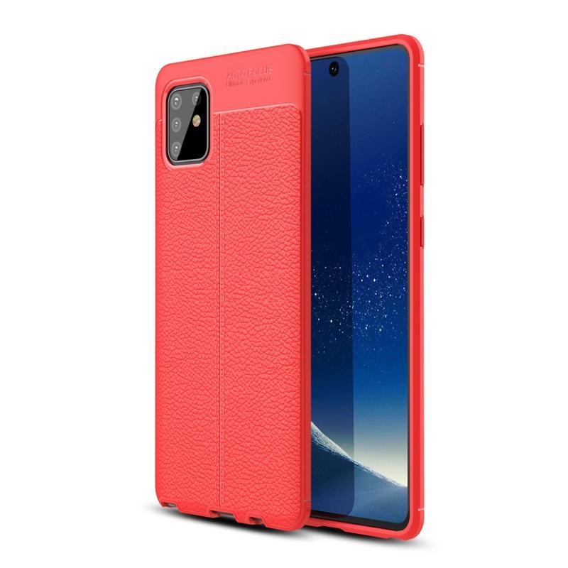 Litchi texturovaný odolný obal na mobil Samsung Galaxy Note 10 Lite - červený