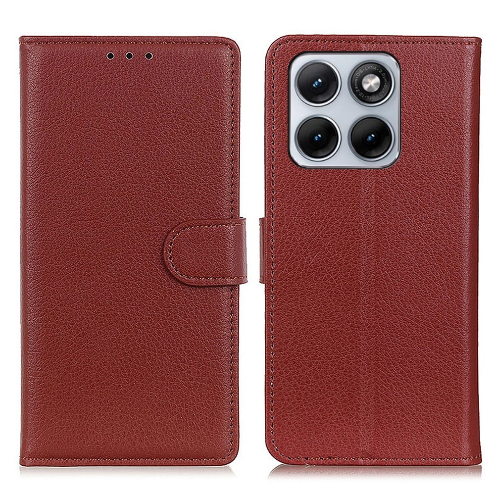 Litchie knížkové pouzdro na Motorola Edge 70 Fusion 5G - hnědé