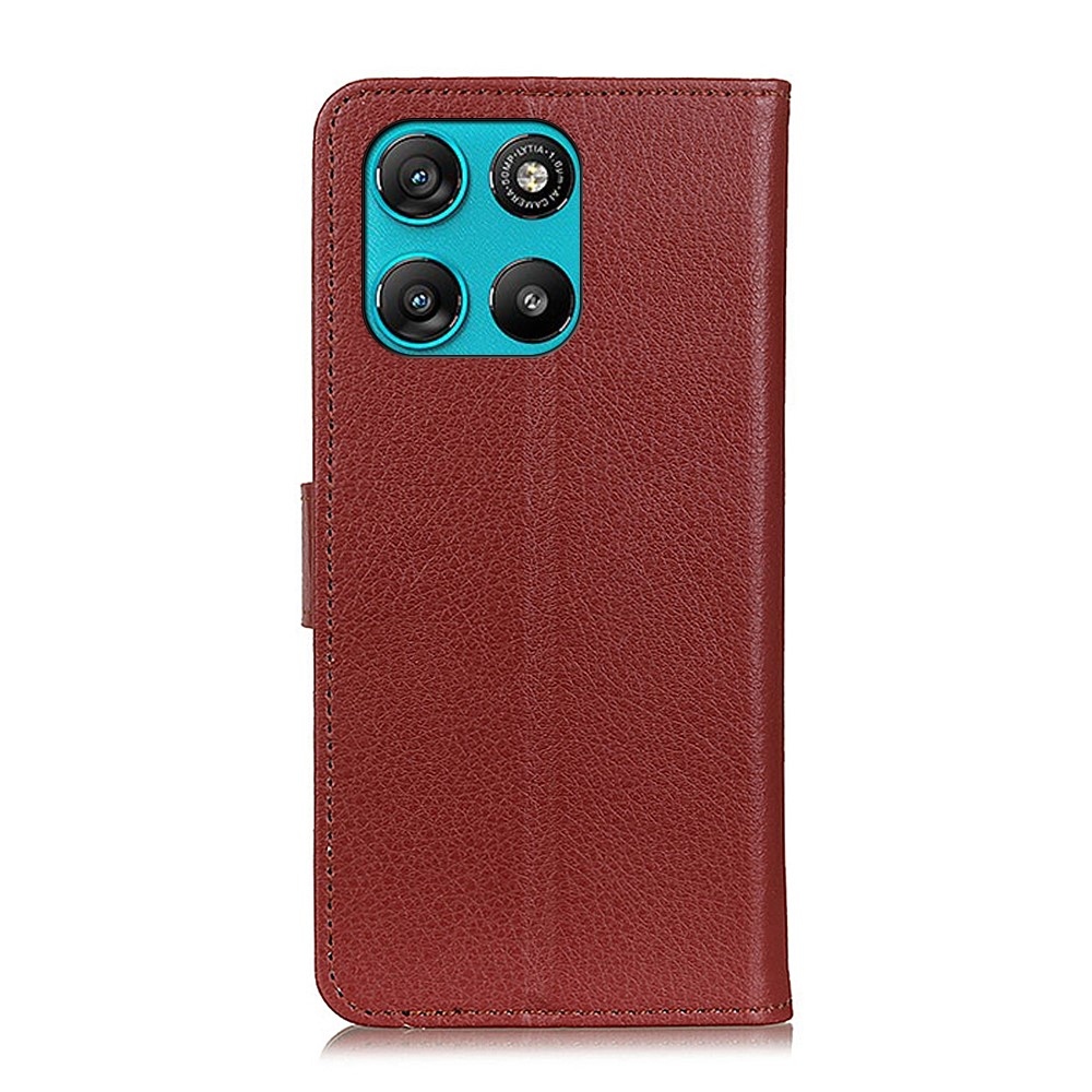 Litchie knížkové pouzdro na Motorola Moto G57 Power 5G - hnědé