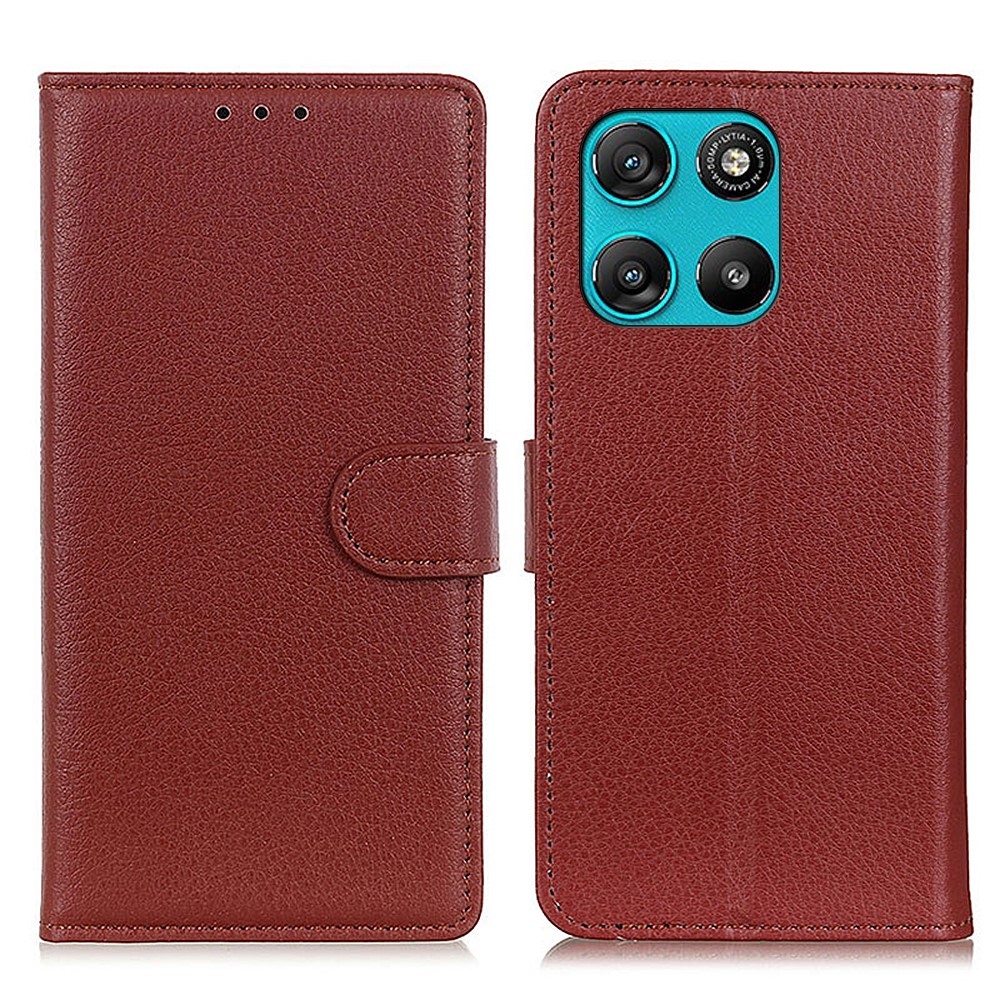 Litchie knížkové pouzdro na Motorola Moto G57 Power 5G - hnědé