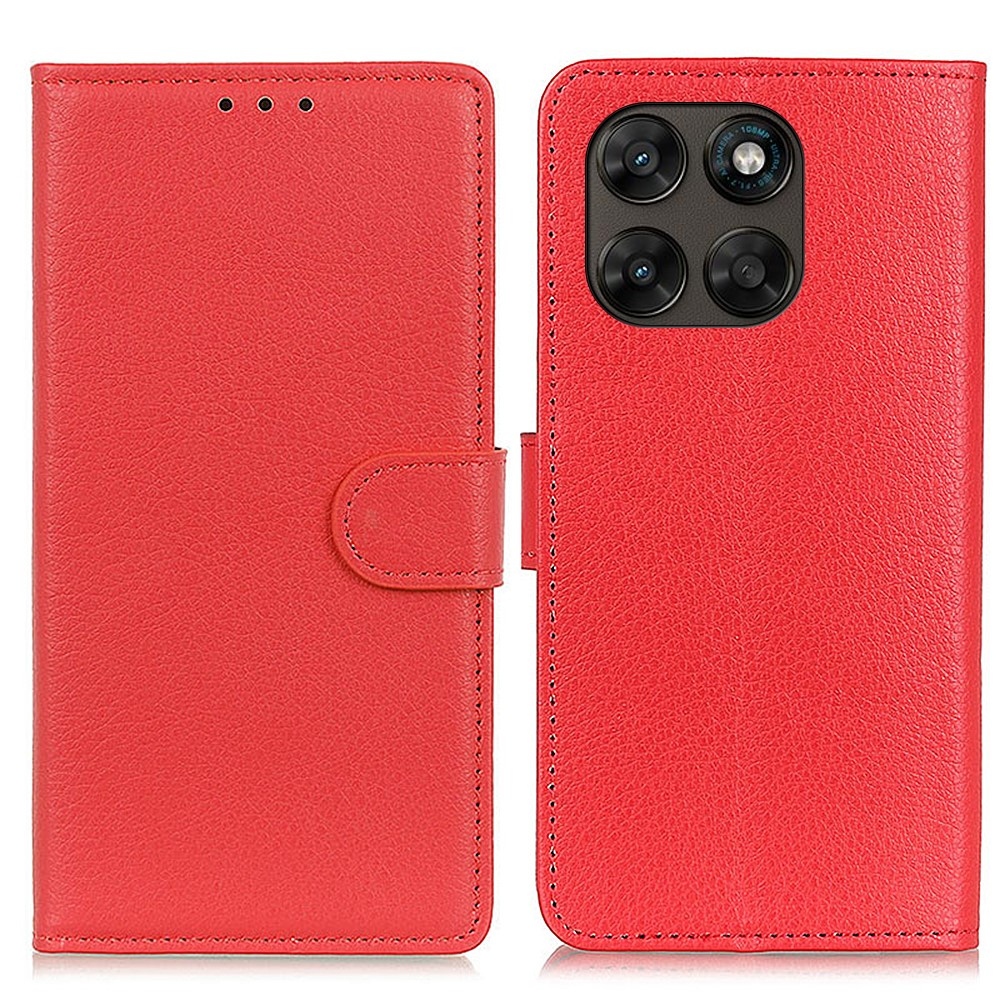 Litchie knížkové pouzdro na Motorola Moto G87 5G/G77 5G/G67 5G - červené