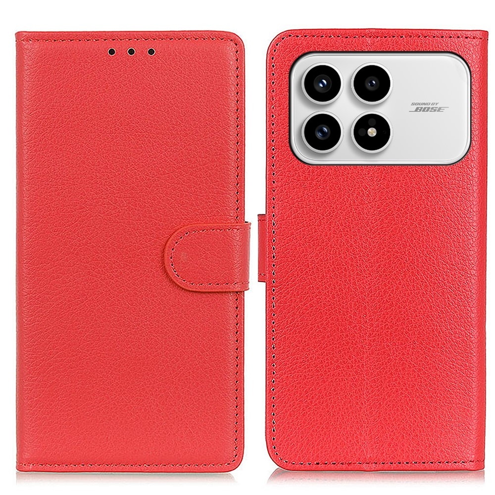 Litchie knížkové pouzdro na Xiaomi Poco F8 Pro 5G - červené