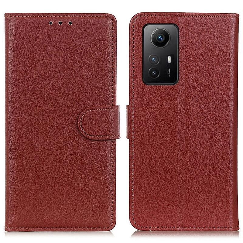 Litchie knížkové pouzdro na Xiaomi Redmi Note 12S - hnědé