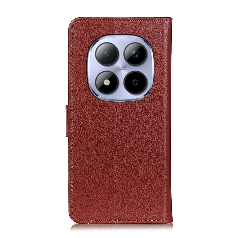 Litchie knížkové pouzdro na Xiaomi Redmi Note 15 Pro 4G - hnědé