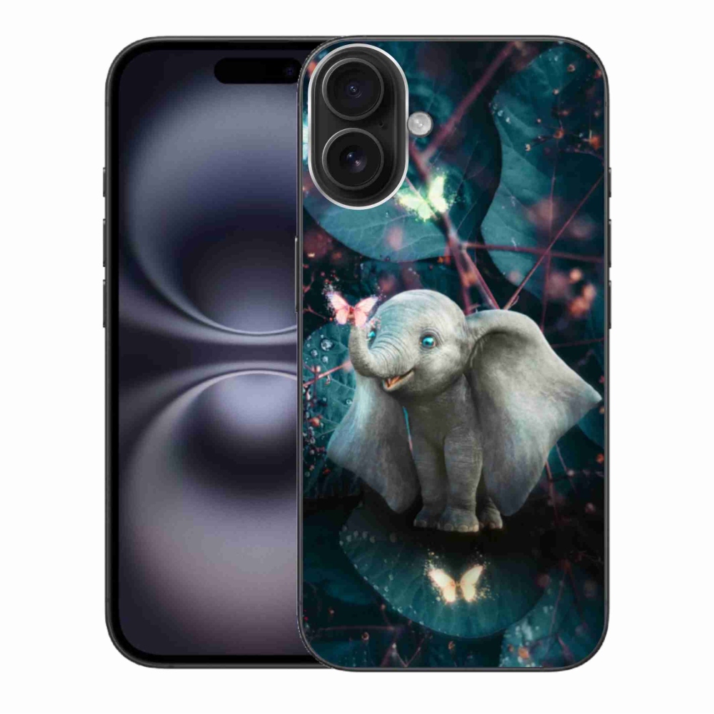Gelový kryt mmCase na iPhone 16 Plus - roztomilý slon