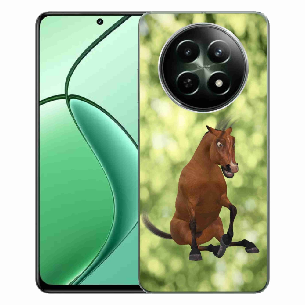 Gelový kryt mmCase na Realme 12 5G/12x 5G - hnědý kreslený kůň 1