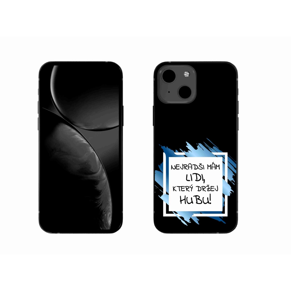 Gelový kryt mmCase na iPhone 13 6.1 - vtipný text 7 bíločerné pozadí