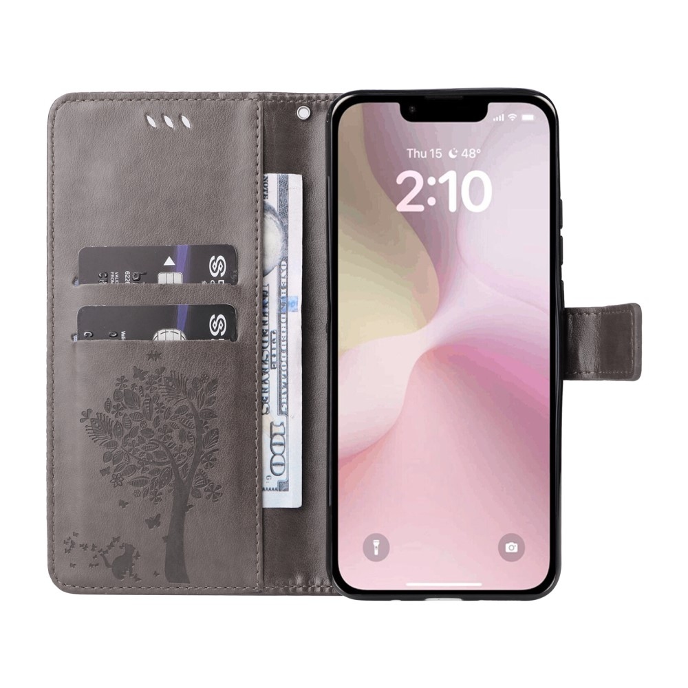 Trees knížkové pouzdro na iPhone 16e - šedé