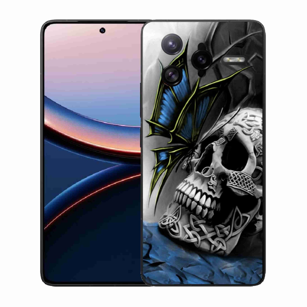 Gelový kryt mmCase na Xiaomi Poco F7 Ultra - motýl a lebka